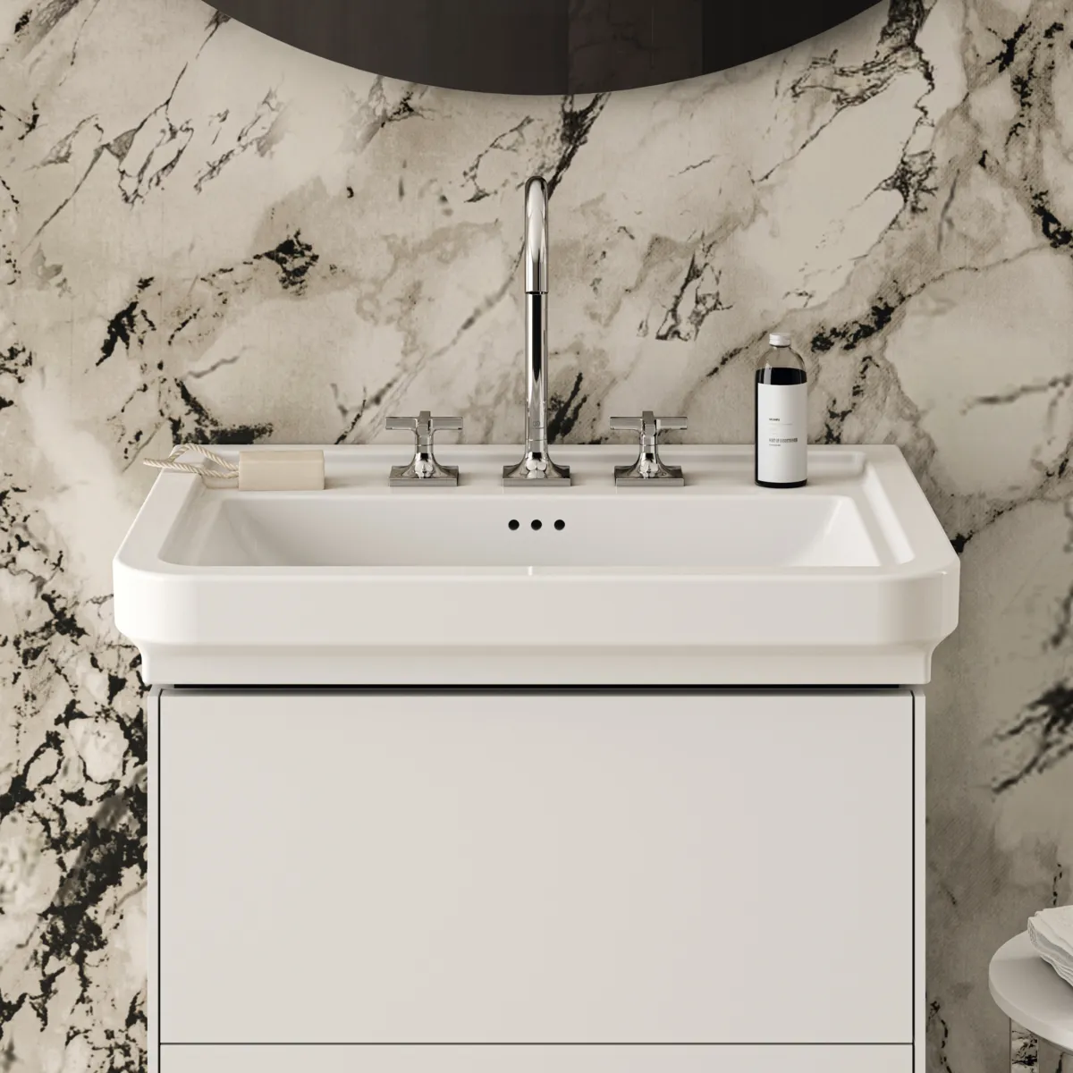 Waschtischarmatur Joy Neo mit Ablaufgarnitur Ausladung 168mm Kreuzgriffe Magnetic Grey Waschtischarmatur Joy Neo mit Ablaufgarnitur Ausladung 168mm Kreuzgriffe Magnetic Grey