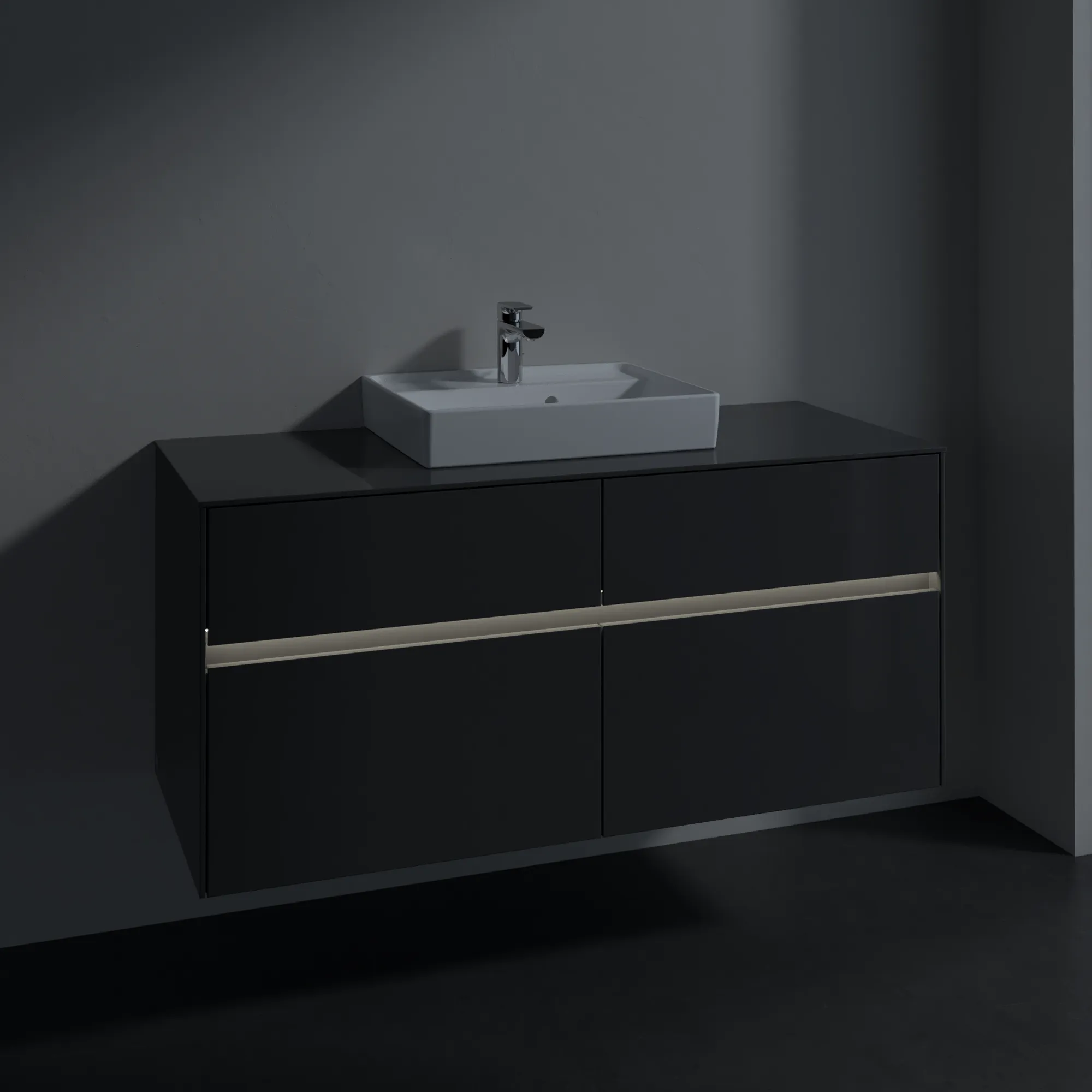 Villeroy & Boch Collaro Waschbeckenunterschrank 1200x548x500mm Glossy Grey