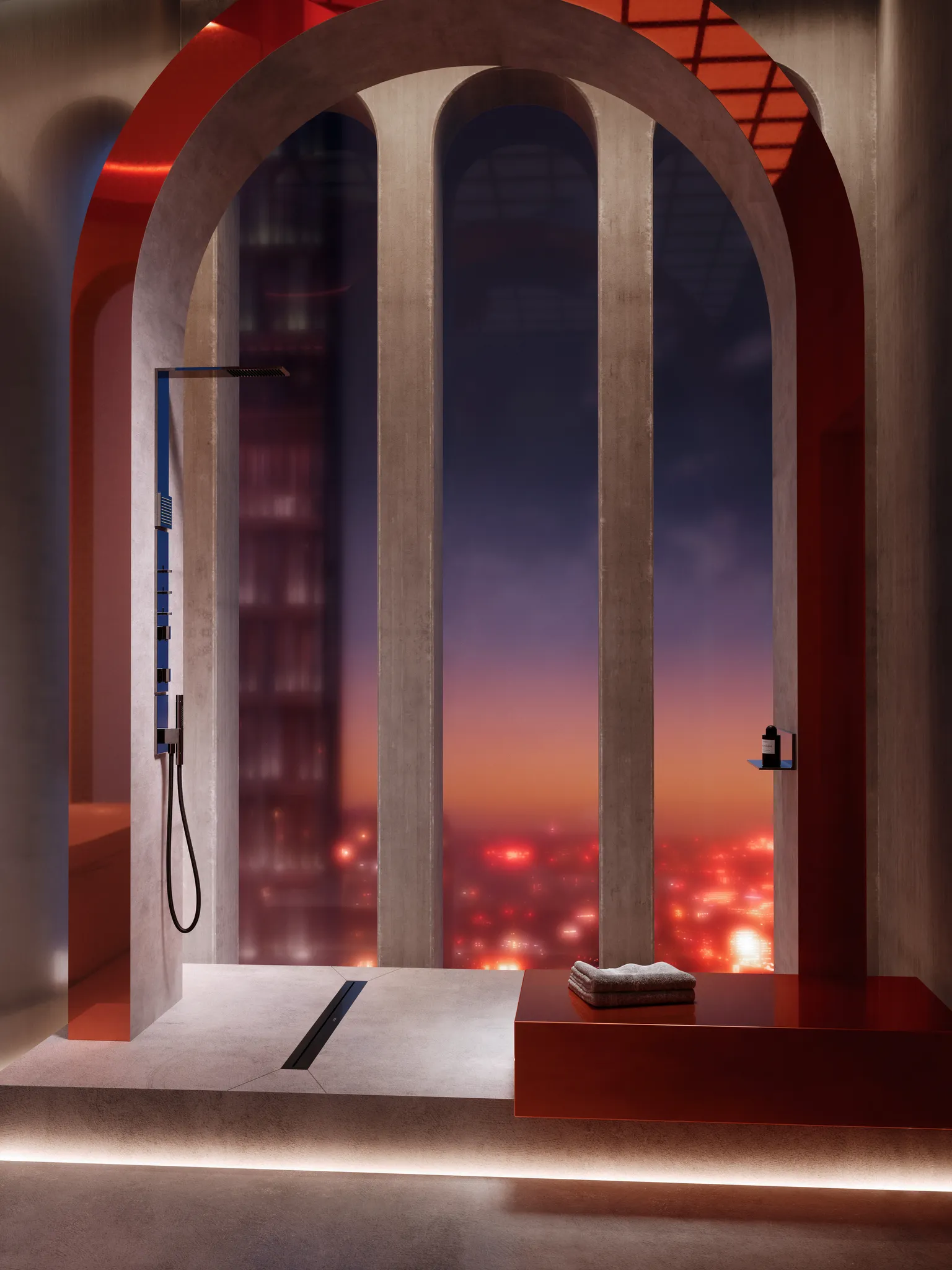 AXOR ShowerComposition Duschpaneel mit Thermostat, Kopfbrause 110/220 1jet und Schulterbrause Chrom