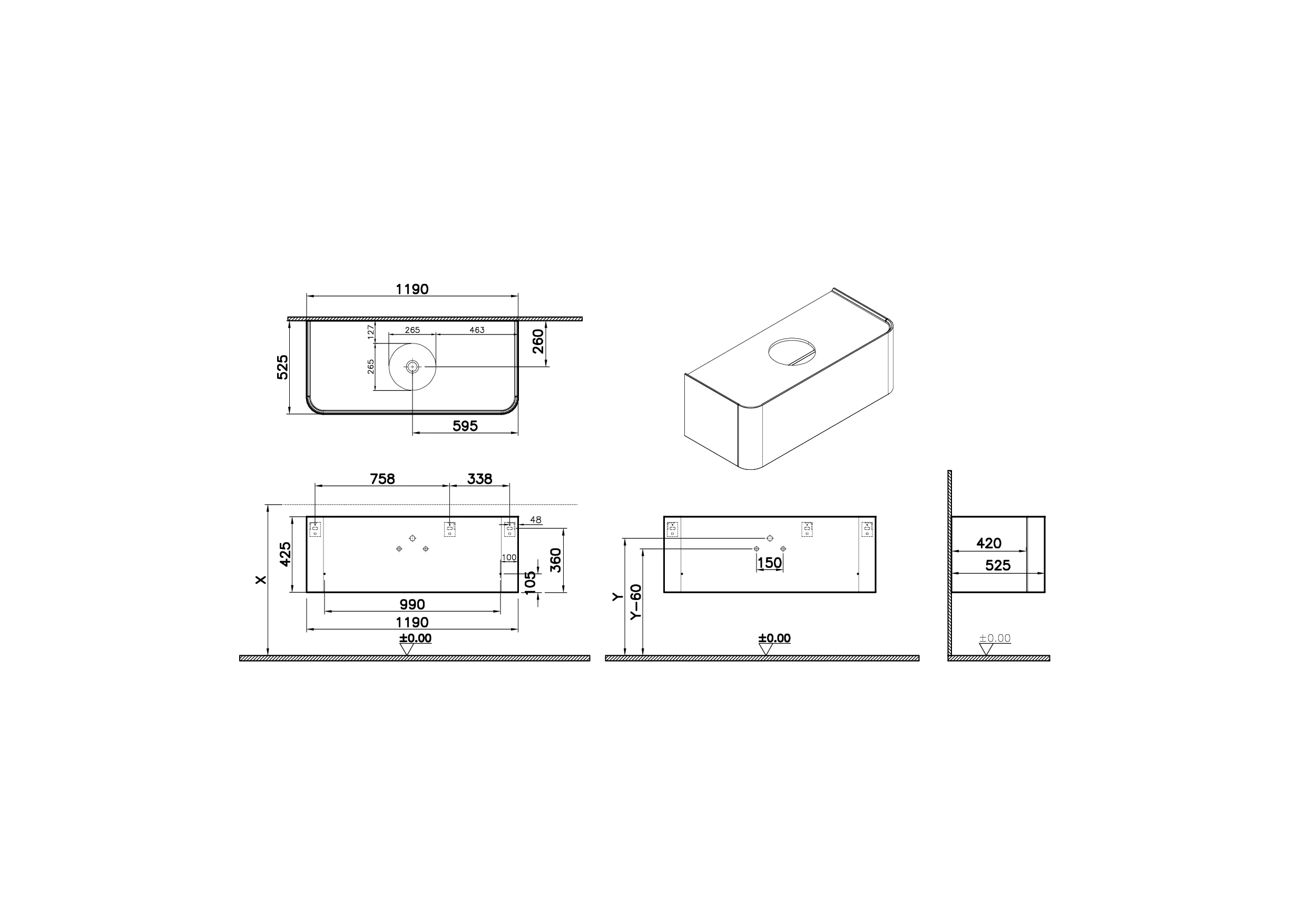 Glora Waschtischunterschrank für Aufsatzschale mit 1 Vollauszug 119 x 52 x 42 cm (BxTxH) Wandmontage Hellgrau Matt Glora Waschtischunterschrank für Aufsatzschale mit 1 Vollauszug 119 x 52 x 42 cm (BxTxH) Wandmontage Hellgrau Matt