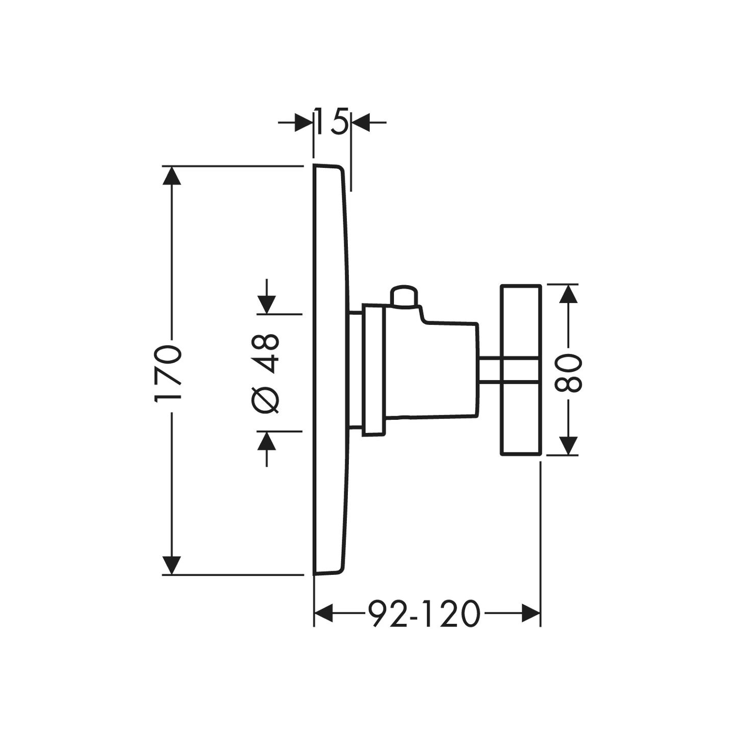 Thermostat Unterputz Axor Citterio High Flow Fertigset mit Kreuzgriff chrom