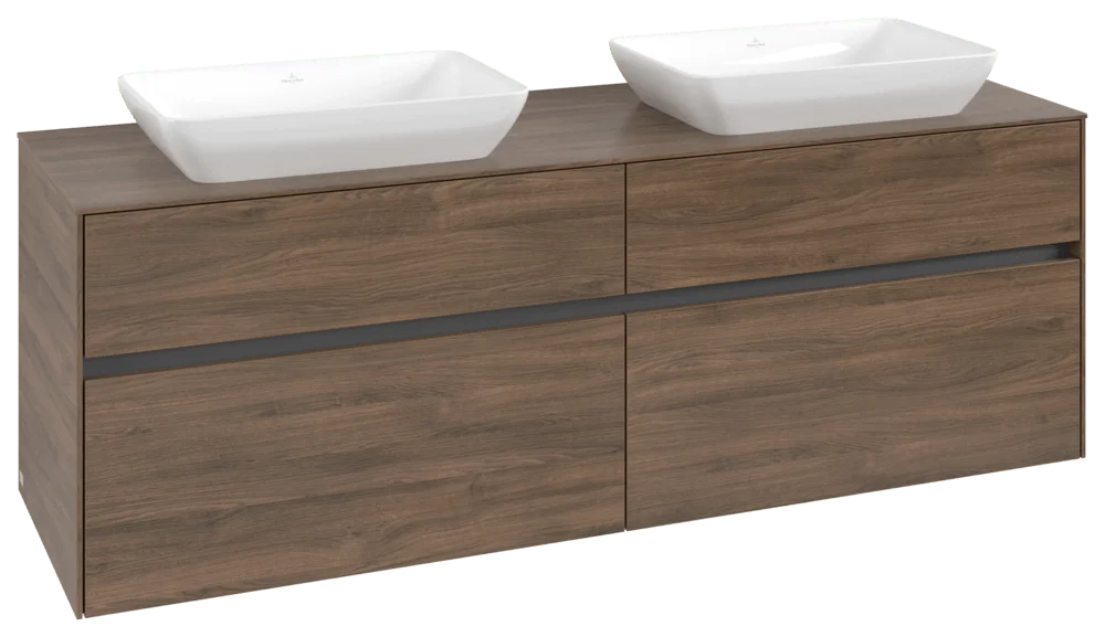 Villeroy & Boch Waschbeckenunterschrank Collaro Arizona Oak, 1600x548x500 mm, 2 Waschbecken, SoftClosing, 4 Auszüge