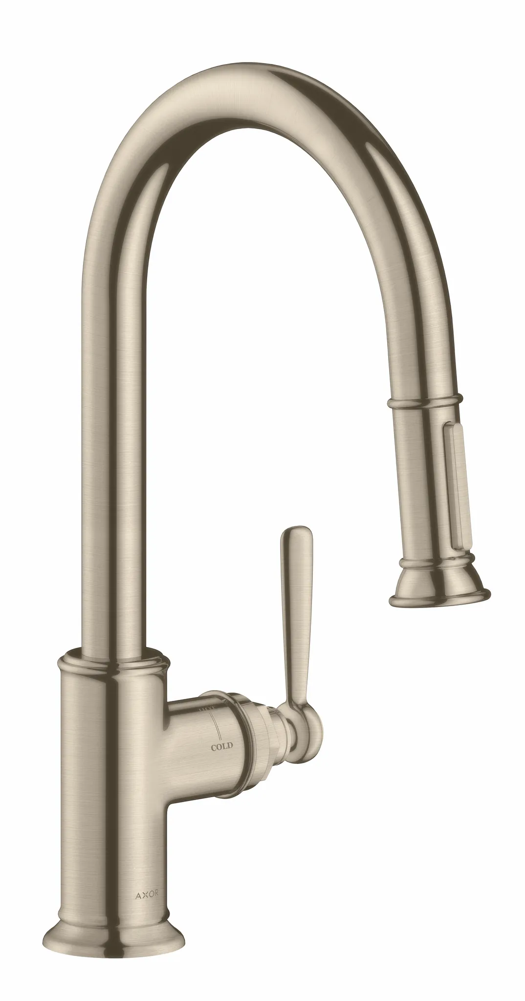 Hansgrohe AXOR Montreux Einhebel-Küchenmischer 180 mit Ausziehbrause, Brushed Nickel Hansgrohe AXOR Montreux Einhebel-Küchenmischer 180 mit Ausziehbrause, Brushed Nickel