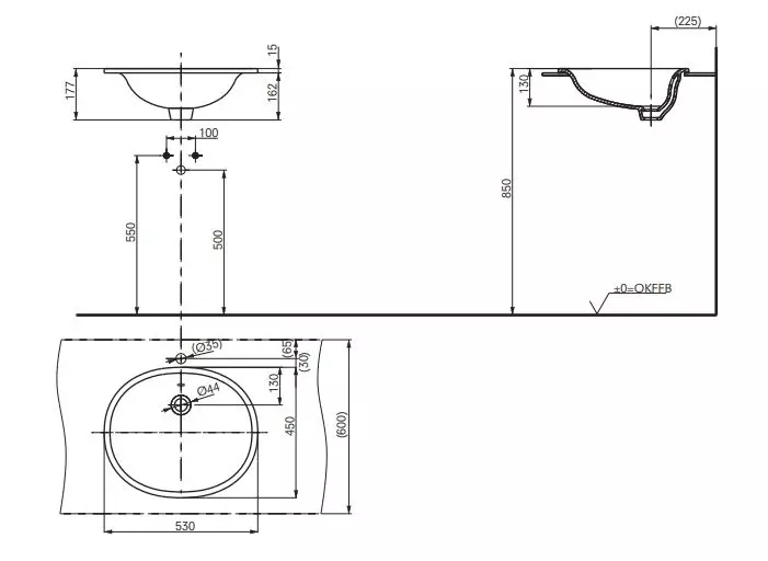 Toto Einbauwaschtisch „NC“ ⌀ 530 mm