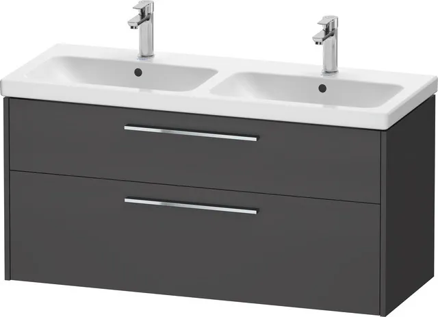 Duravit Waschtischunterschrank für Doppelwaschtisch Wandhängend „D-Code“ 118,4 × 55,5 × 46 cm in Graphit Matt