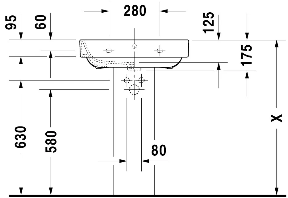 Wandwaschtisch „Happy D.2“, mit Überlauf, Hahnlochposition mittig Wandwaschtisch „Happy D.2“, mit Überlauf, Hahnlochposition mittig