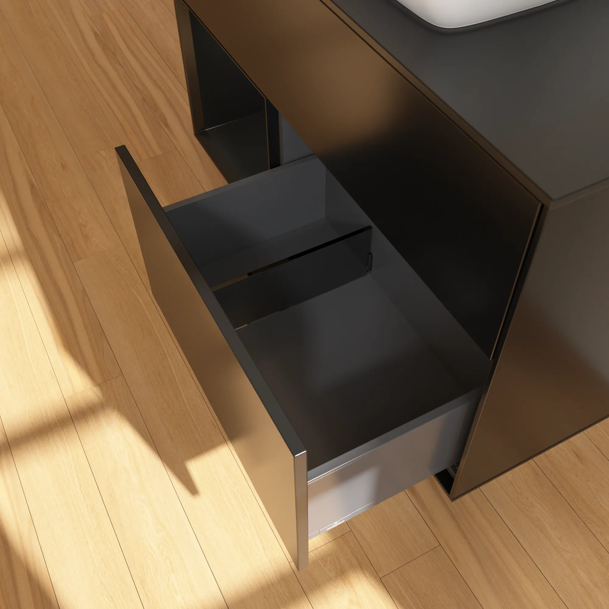 Villeroy & Boch Waschbeckenunterschrank Finion F77, 1000x603x501 mm, Black Matt Lacquer, mit Beleuchtung und SoftClosing Villeroy & Boch Waschbeckenunterschrank Finion F77, 1000x603x501 mm, Black Matt Lacquer, mit Beleuchtung und SoftClosing