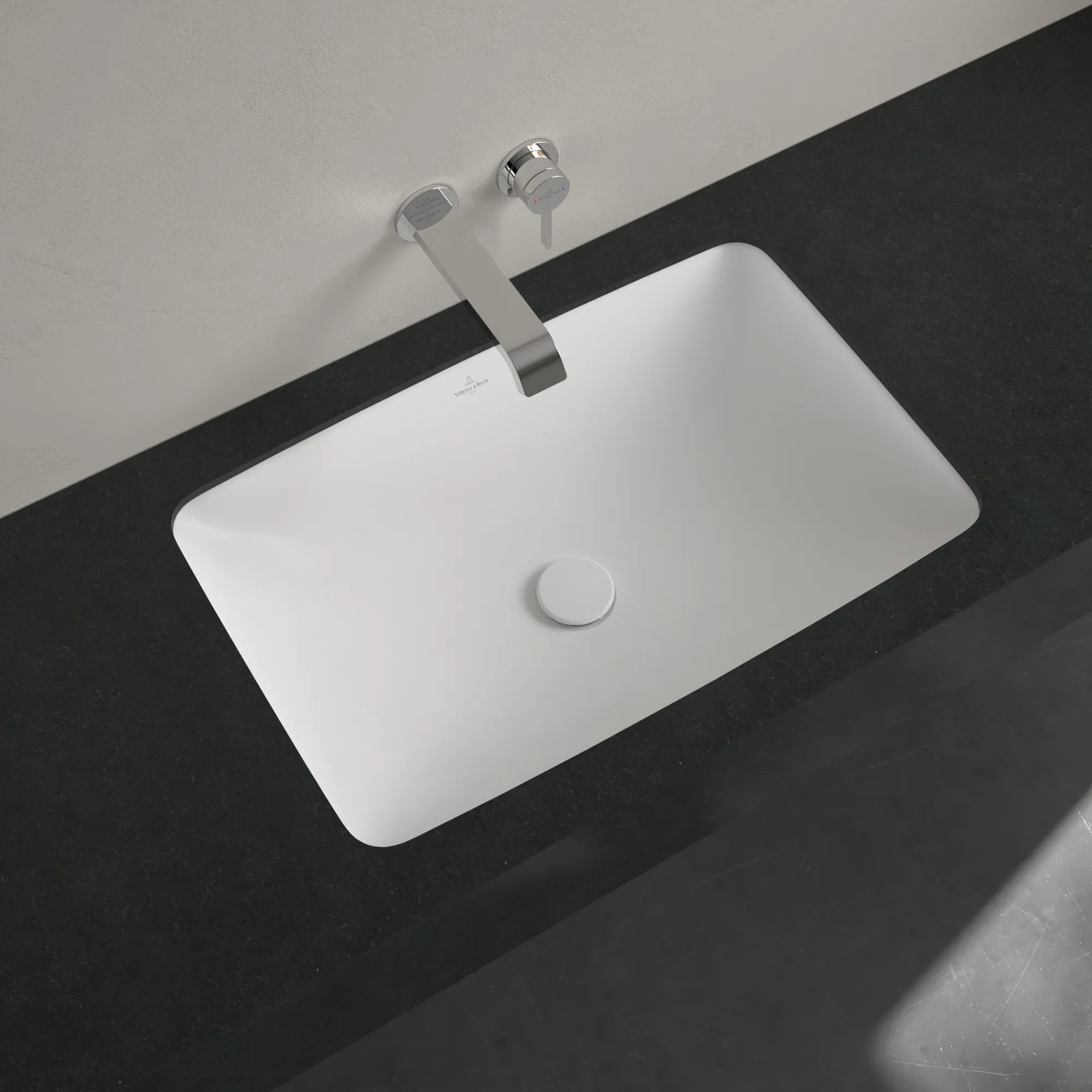 Villeroy & Boch Unterbauwaschtisch aus TitanCeram „Loop & Friends“ 675 × 450 × 185 mm, ohne Hahnlochbohrung in Stone White