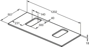 Waschtischplatte i.life B je ein Ausschnitt rechts und links für zwei Wand-Waschtische 1202x507x18mm Weiß matt Waschtischplatte i.life B je ein Ausschnitt rechts und links für zwei Wand-Waschtische 1202x507x18mm Weiß matt
