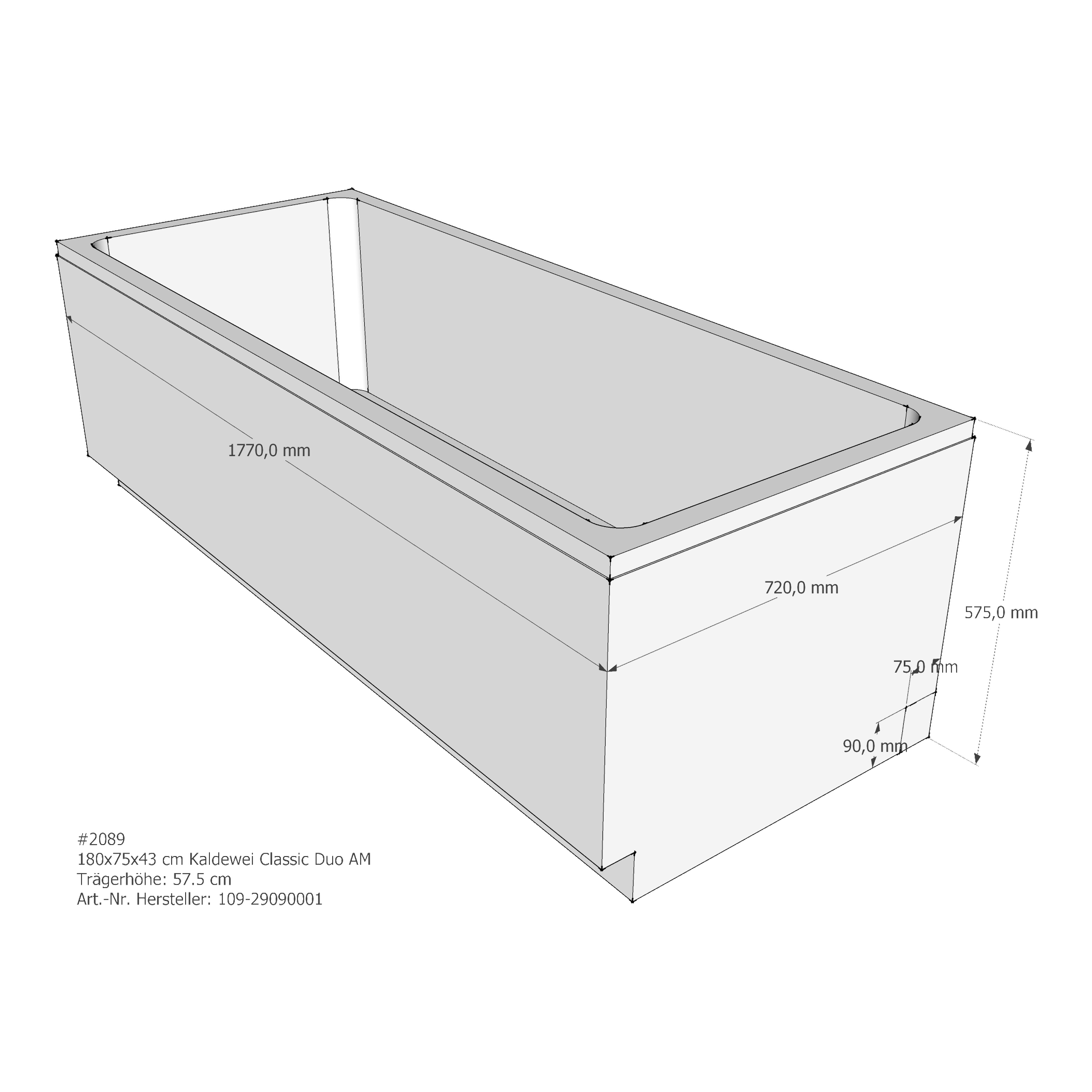 Badewannenträger für Kaldewei Classic Duo 180 × 75 × 43 cm Breite: 75 cm / Länge: 180 cm Badewannenträger für Kaldewei Classic Duo 180 × 75 × 43 cm Breite: 75 cm / Länge: 180 cm