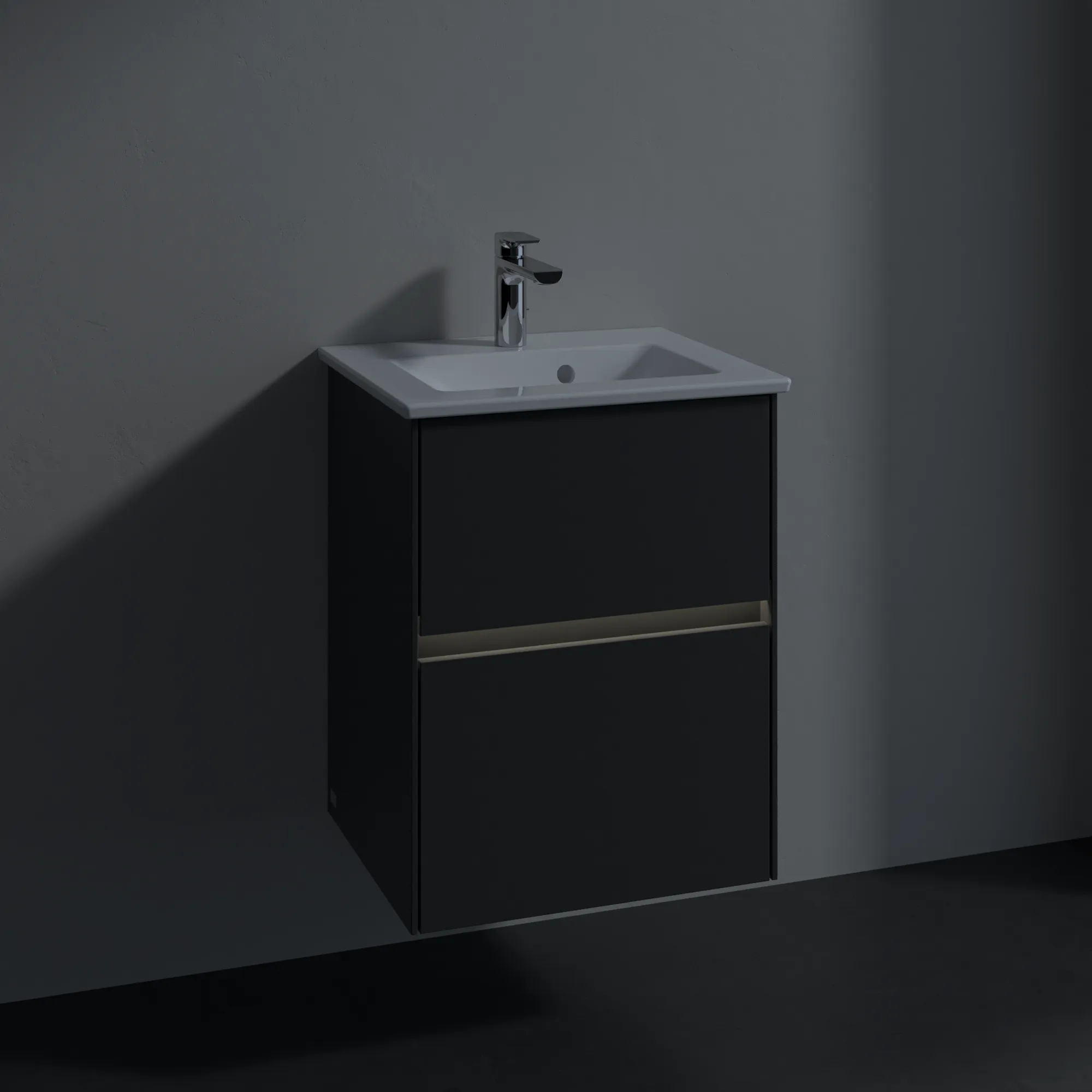 Villeroy & Boch Waschtischunterschrank „Collaro“ 472 × 610 × 404 mm Graphite, mit Beleuchtung, für Becken mittig Villeroy & Boch Waschtischunterschrank „Collaro“ 472 × 610 × 404 mm Graphite, mit Beleuchtung, für Becken mittig