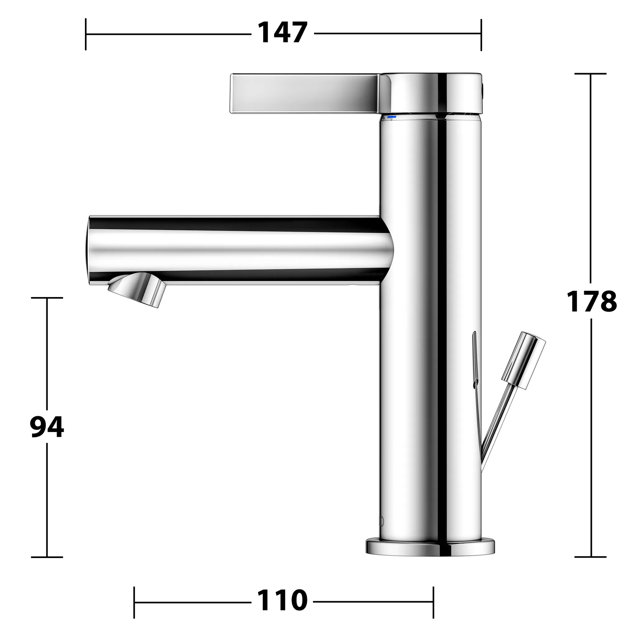 IXMO 59502011000 Einhebel-Waschtischmischer 100 mit Zugstangen-Ablaufgarnitur IXMO Pure, Rosette rund/eckig verchromt IXMO 59502011000 Einhebel-Waschtischmischer 100 mit Zugstangen-Ablaufgarnitur IXMO Pure, Rosette rund/eckig verchromt