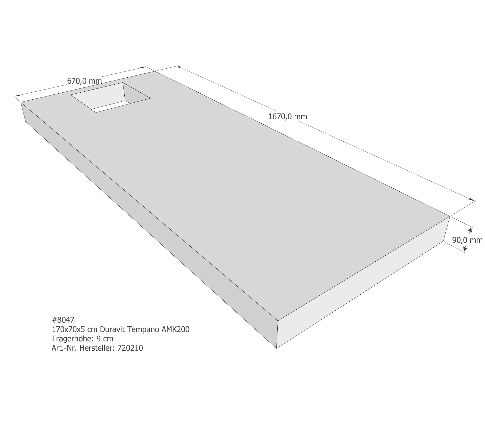 Duschwannenträger für Duravit Tempano 170 × 70 × 5 cm Breite: 70 cm / Länge: 170 cm Duschwannenträger für Duravit Tempano 170 × 70 × 5 cm Breite: 70 cm / Länge: 170 cm