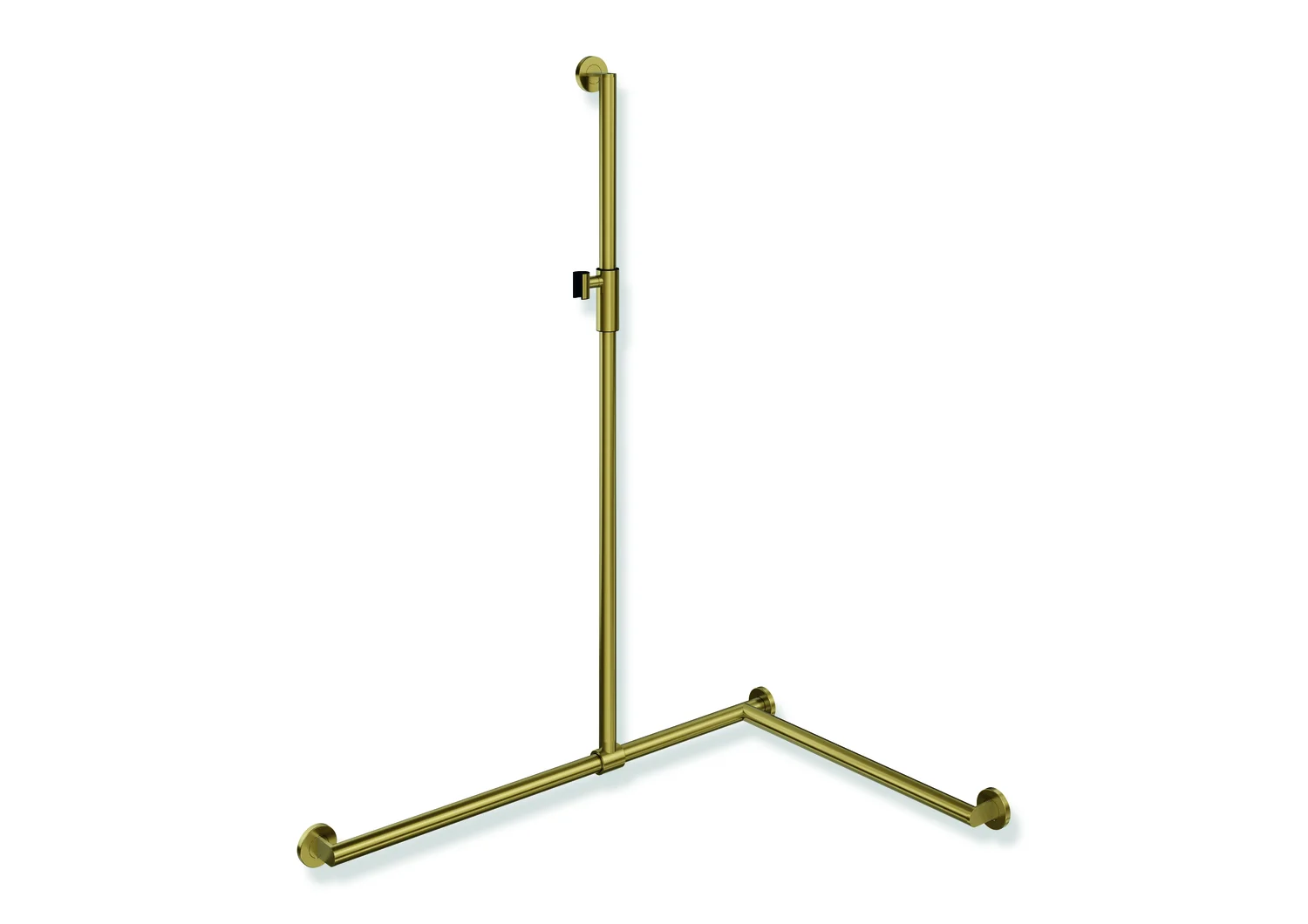 HEWI Duschhandlauf System 900, PVD-beschichtet gold gebürstet, 1250 mm senkrecht, 947 mm und 647 mm waagerecht, 32 mm Durchmesser