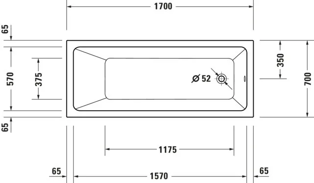 Duravit Badewanne „No.1“ rechteck 170 × 70 cm, Fußablauf