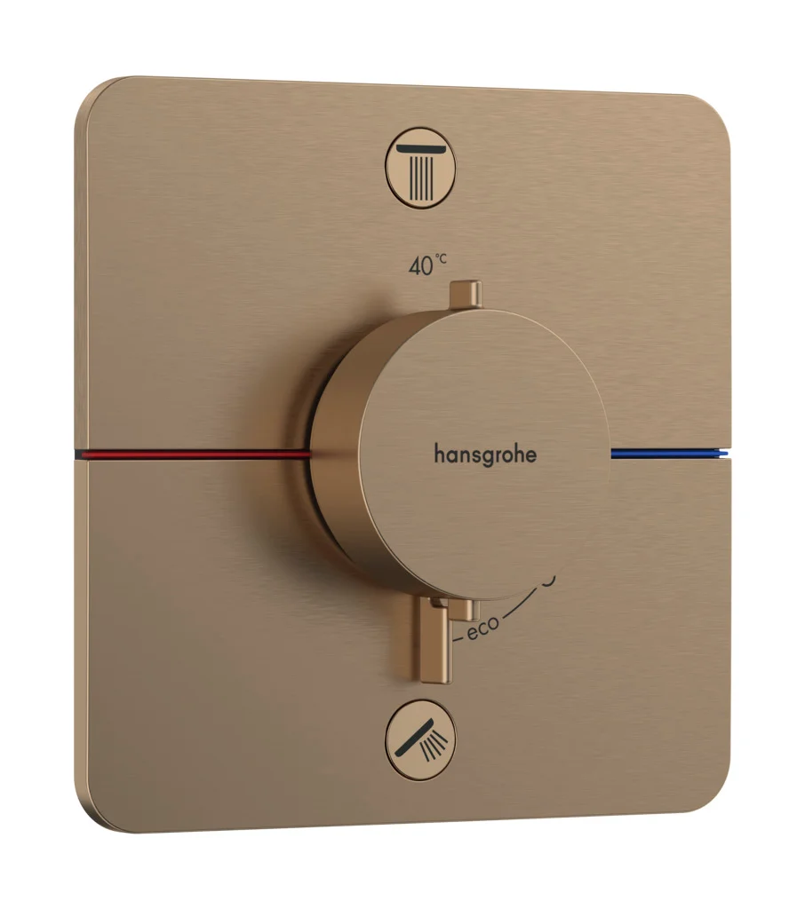Hansgrohe ShowerSelect Comfort Q Thermostat Unterputz, Brushed Bronze, 2 Verbraucher, flache Rosette, einfache Installation