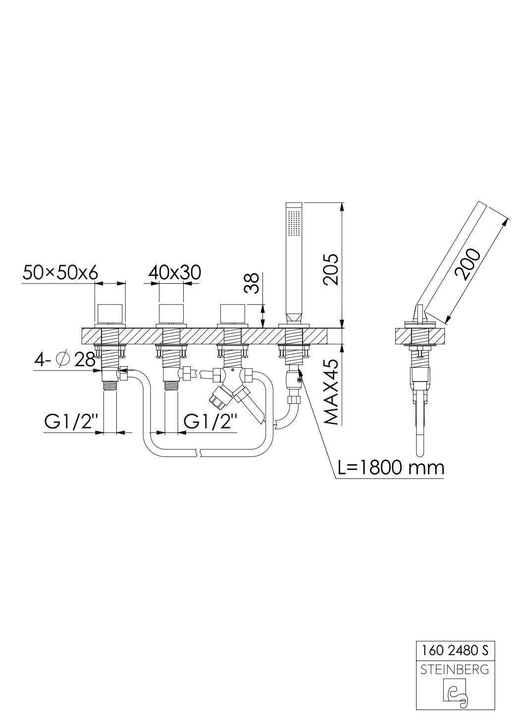 Serie 160 4-Loch Wanne/Brause-Standarmatur mit Umsteller Serie 160 4-Loch Wanne/Brause-Standarmatur mit Umsteller