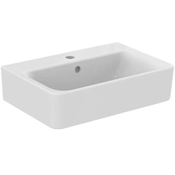 Ideal Standard Waschtisch Connect Cube, 1 Hahnloch, mit Überlauf, kompakt, 550x375x175mm, Weiß Ideal Standard Waschtisch Connect Cube, 1 Hahnloch, mit Überlauf, kompakt, 550x375x175mm, Weiß