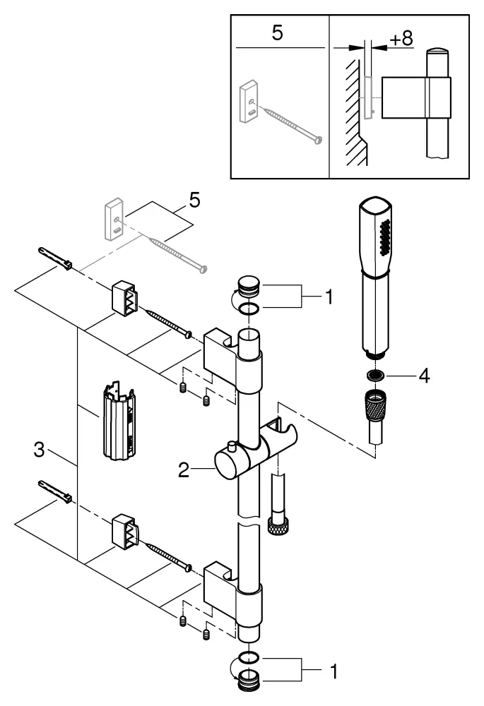 Grohe Grandera Stick Brausestangenset 1 Strahlart, 900 mm, chrom Grohe Grandera Stick Brausestangenset 1 Strahlart, 900 mm, chrom