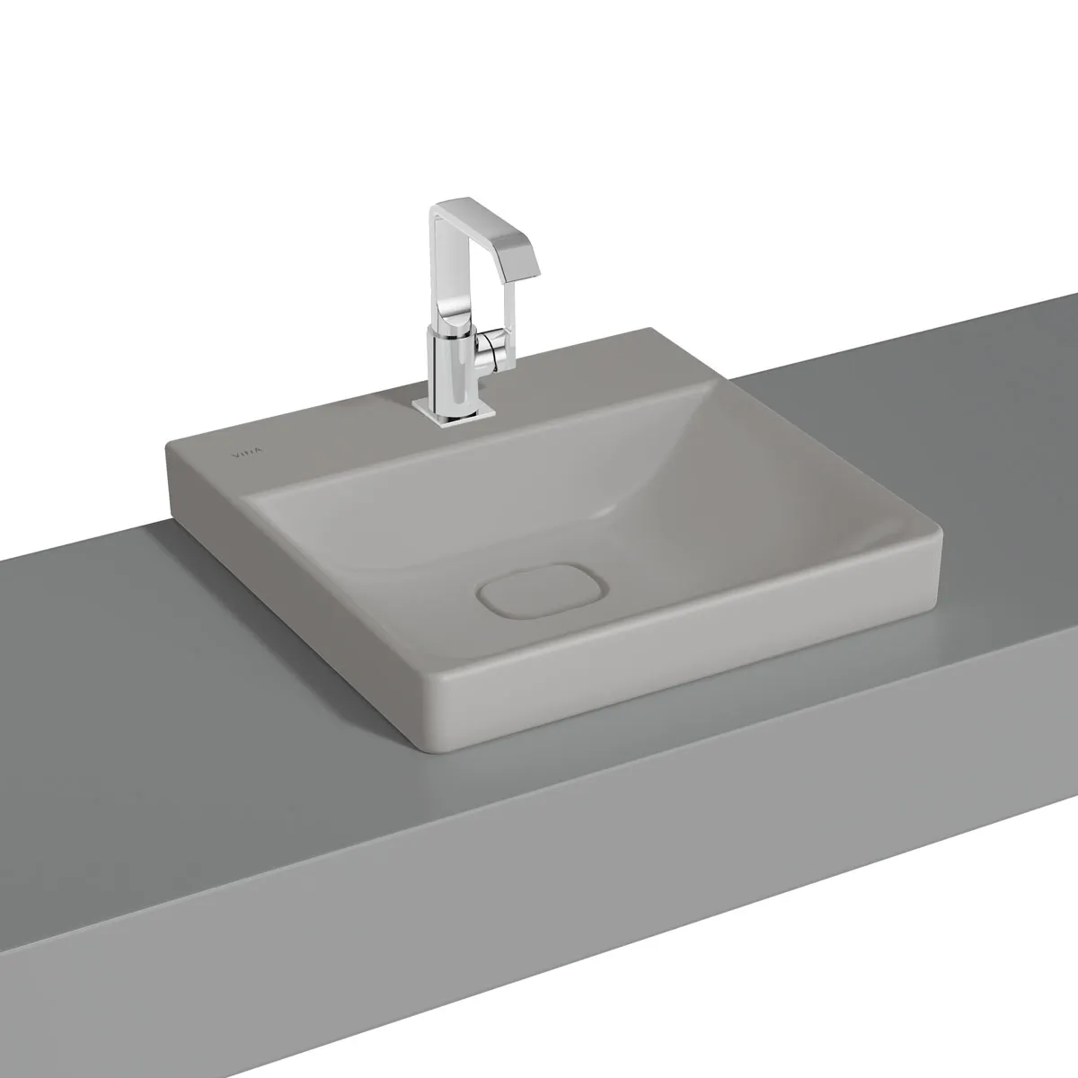 VitrA New Metropole Aufsatzwaschtisch wandgebunden rechteckig 50 x 47 cm mit Hahnloch ohne Überlaufschlitz Steingrau Matt