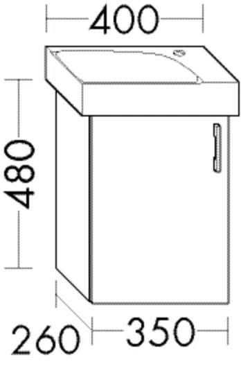 Waschtischunterschrank Sys30 von burgbad – 1 Tür, 350 mm breit, 480 mm hoch, 260 mm tief