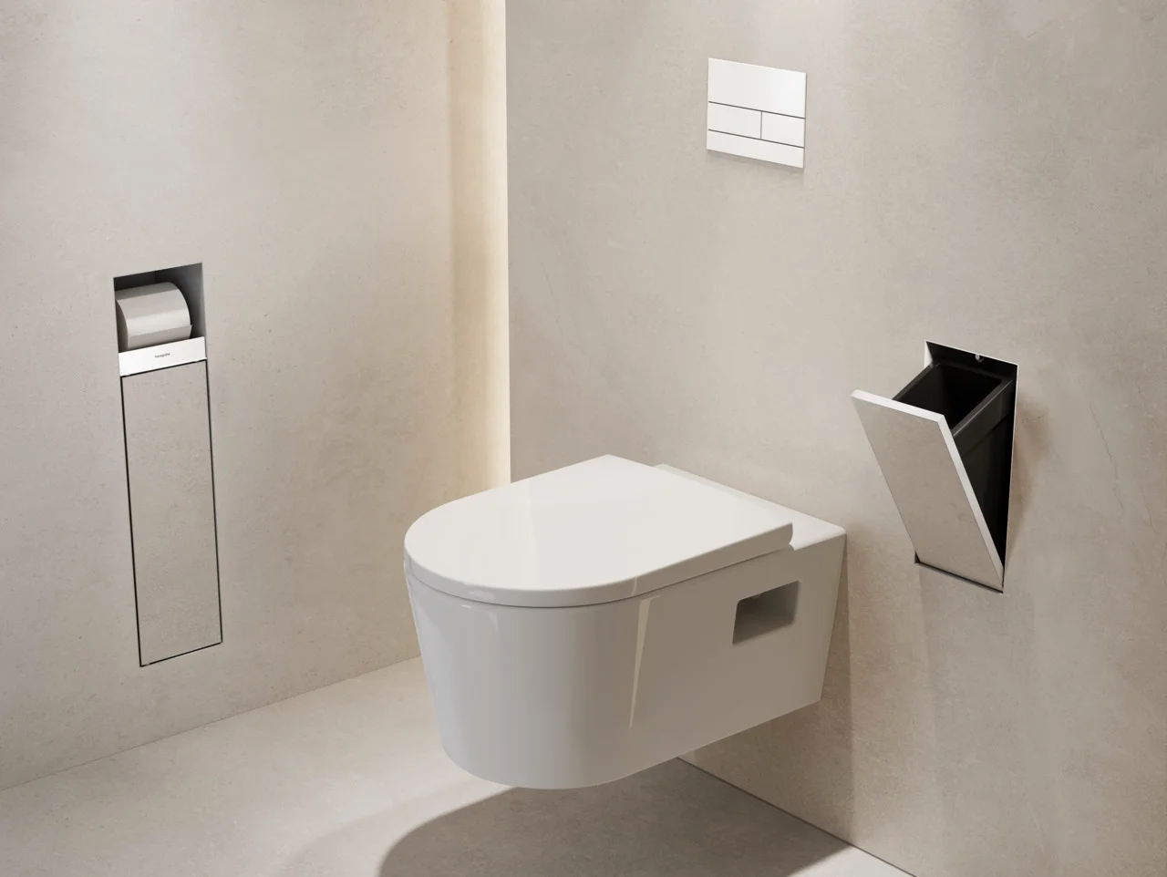 Hansgrohe XtraStoris Rock Einbau Abfalleimer mit befliesbarer Tür, 300/150/140 mm, Mattweiß Hansgrohe XtraStoris Rock Einbau Abfalleimer mit befliesbarer Tür, 300/150/140 mm, Mattweiß