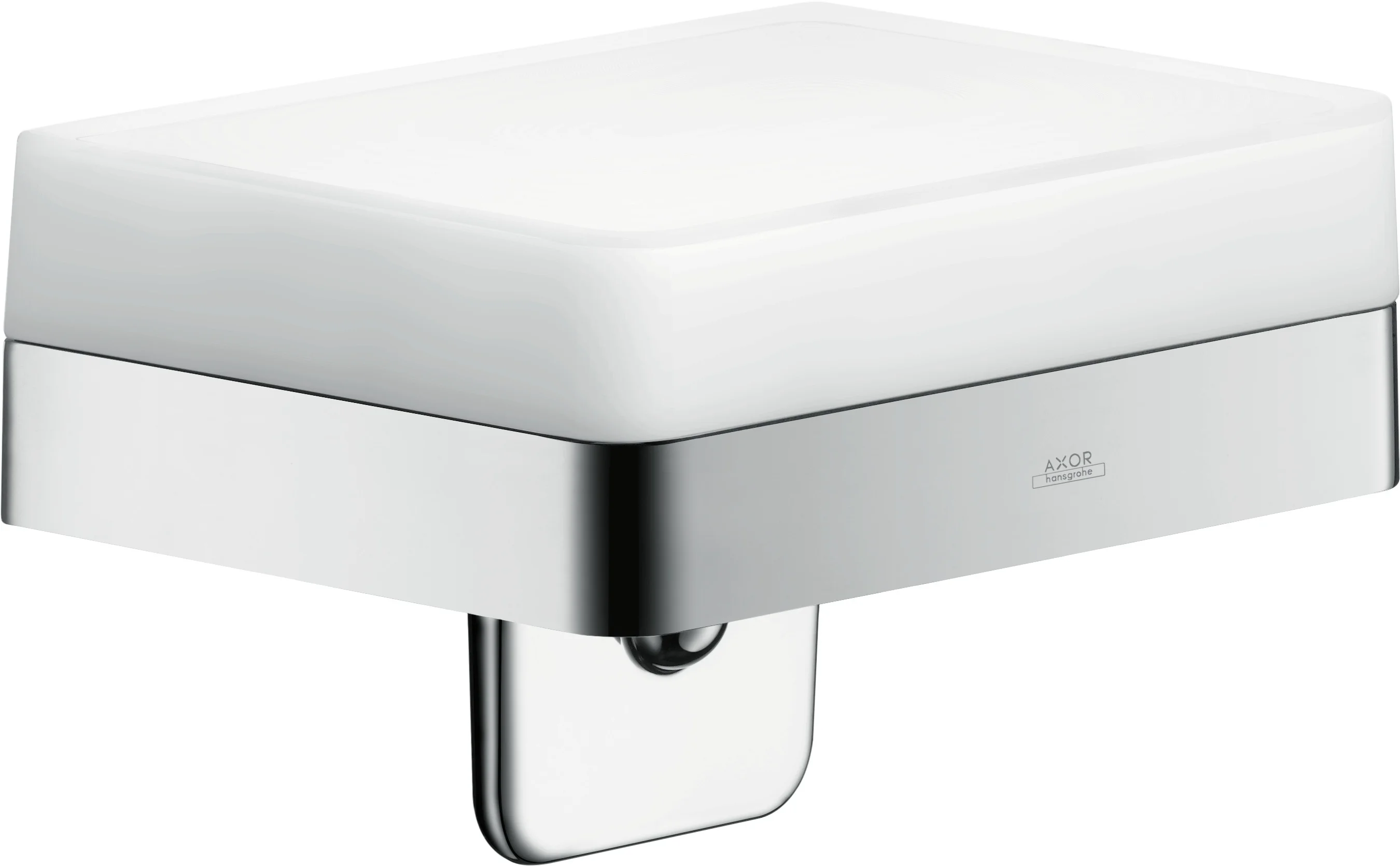 Hansgrohe AXOR Universal Softsquare Lotionspender mit Ablage, Chrom, 180 ml Füllmenge, Dosiermenge 0,5 ml, Bohrabstand 108 mm, Durchmesser Bohrloch 6 mm