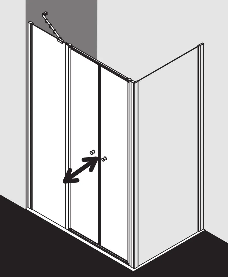Kermi Duschdesign IBIZA 2000 Pendeltür mit Festfeld, H 1750 mm, SW 1100 mm Kermi Duschdesign IBIZA 2000 Pendeltür mit Festfeld, H 1750 mm, SW 1100 mm