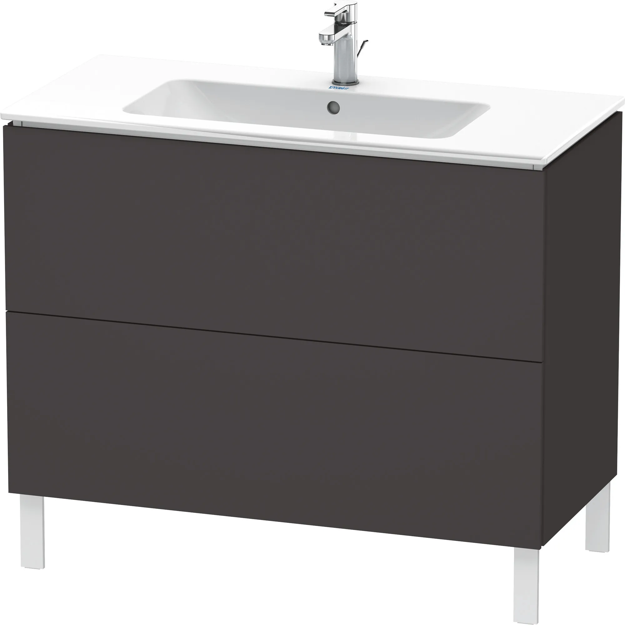 Duravit Waschtischunterschrank bodenstehend „L-Cube“ 102 × 70,4 × 48,1 cm Graphit Supermatt Duravit Waschtischunterschrank bodenstehend „L-Cube“ 102 × 70,4 × 48,1 cm Graphit Supermatt