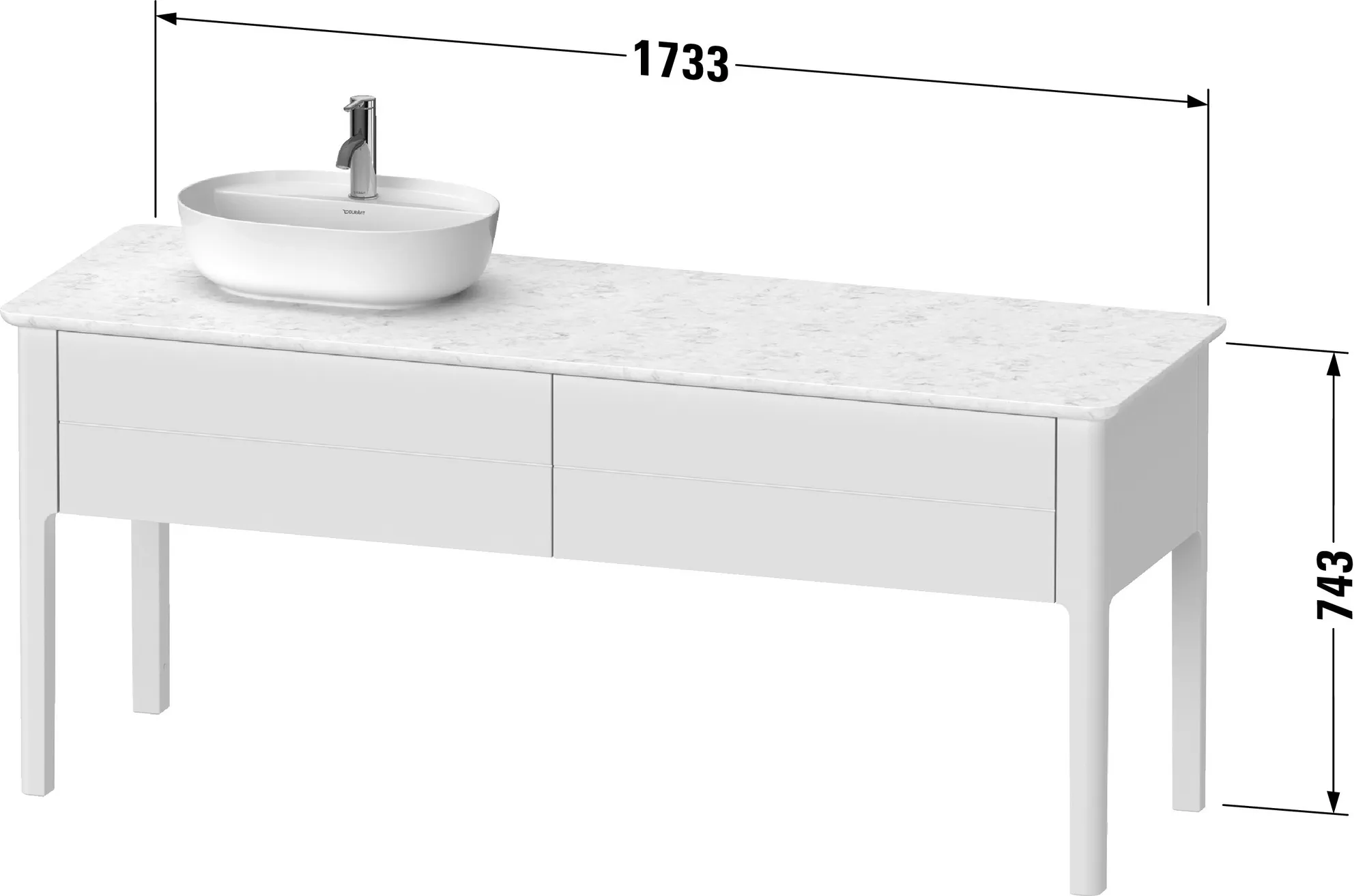 Duravit Waschtischunterschrank bodenstehend „Luv“ 173,3 × 74,3 × 57 cm