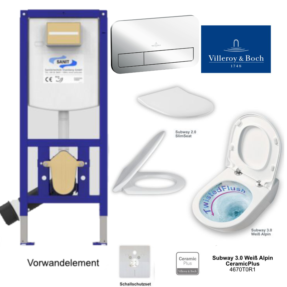 Komplettset Subway3.0 C+ mit SitzSlimSeat, Element, VB-Platte und Schallschutzset Komplettset Subway3.0 C+ mit SitzSlimSeat, Element, VB-Platte und Schallschutzset
