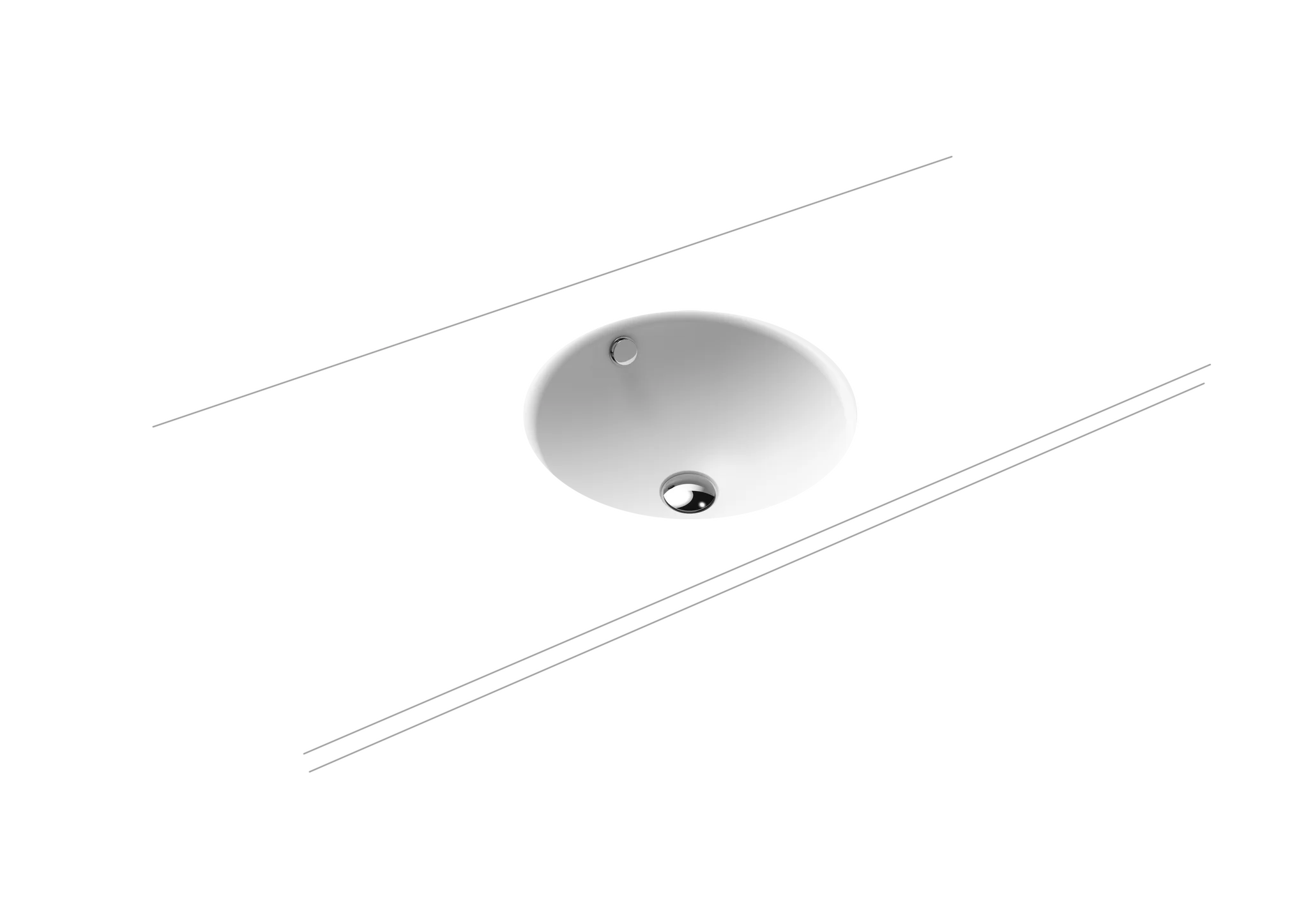 Kaldewei CLASSIC Unterbauwaschtisch, alpinweiß matt, Perl-Effekt, Durchmesser 360 mm, mit Überlauf, chromfarbene Überlaufgarnitur