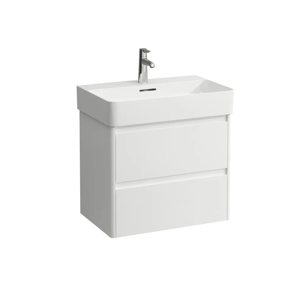 Waschtischunterbau BASE 2.0 für VAL 400x621x515 2 Schubladen mit Griffmulde für Waschtisch H810284 weiß matt