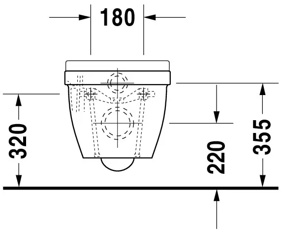 Wand-Tiefspül-WC Compact „Starck 3“ 37,5 × 37,5 × 48,5 cm, Befestigung verdeckt, mit Spülrand