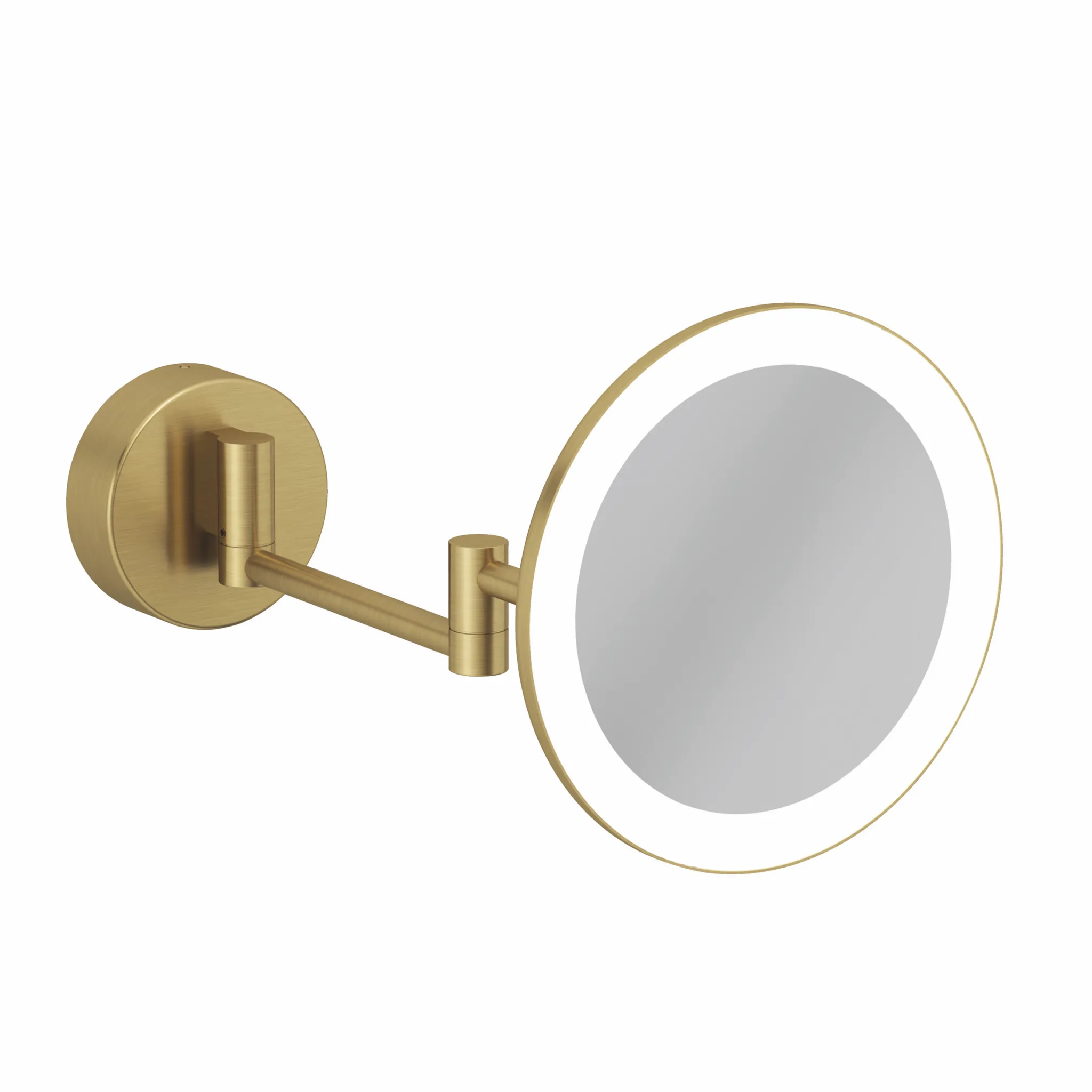 Kludi-VELA R LED-Kosmetikspiegel Brushed Gold, schwenkbar, 3-fach Vergrößerung, 4,5W LED, Wandhalterung, 12V, IP44 Kludi-VELA R LED-Kosmetikspiegel Brushed Gold, schwenkbar, 3-fach Vergrößerung, 4,5W LED, Wandhalterung, 12V, IP44