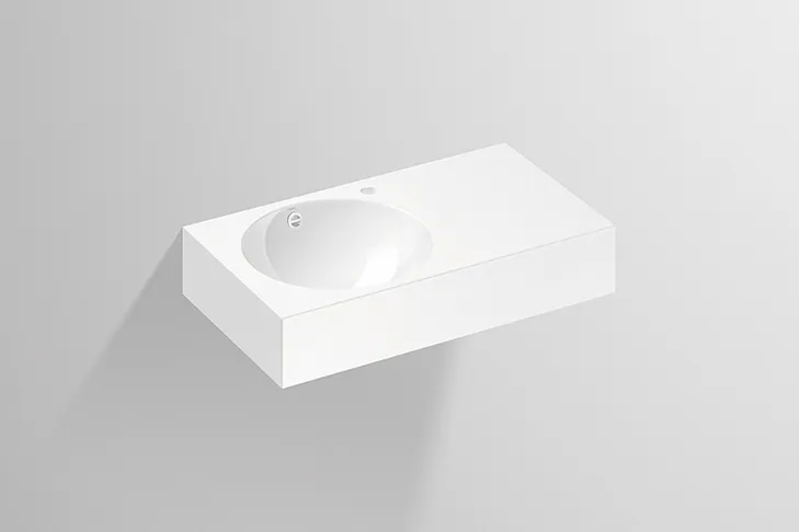 Waschbecken „MC-Serie“ 800 × 160 mm, links, Hahnlochposition rechts mit ProShield Waschbecken „MC-Serie“ 800 × 160 mm, links, Hahnlochposition rechts mit ProShield