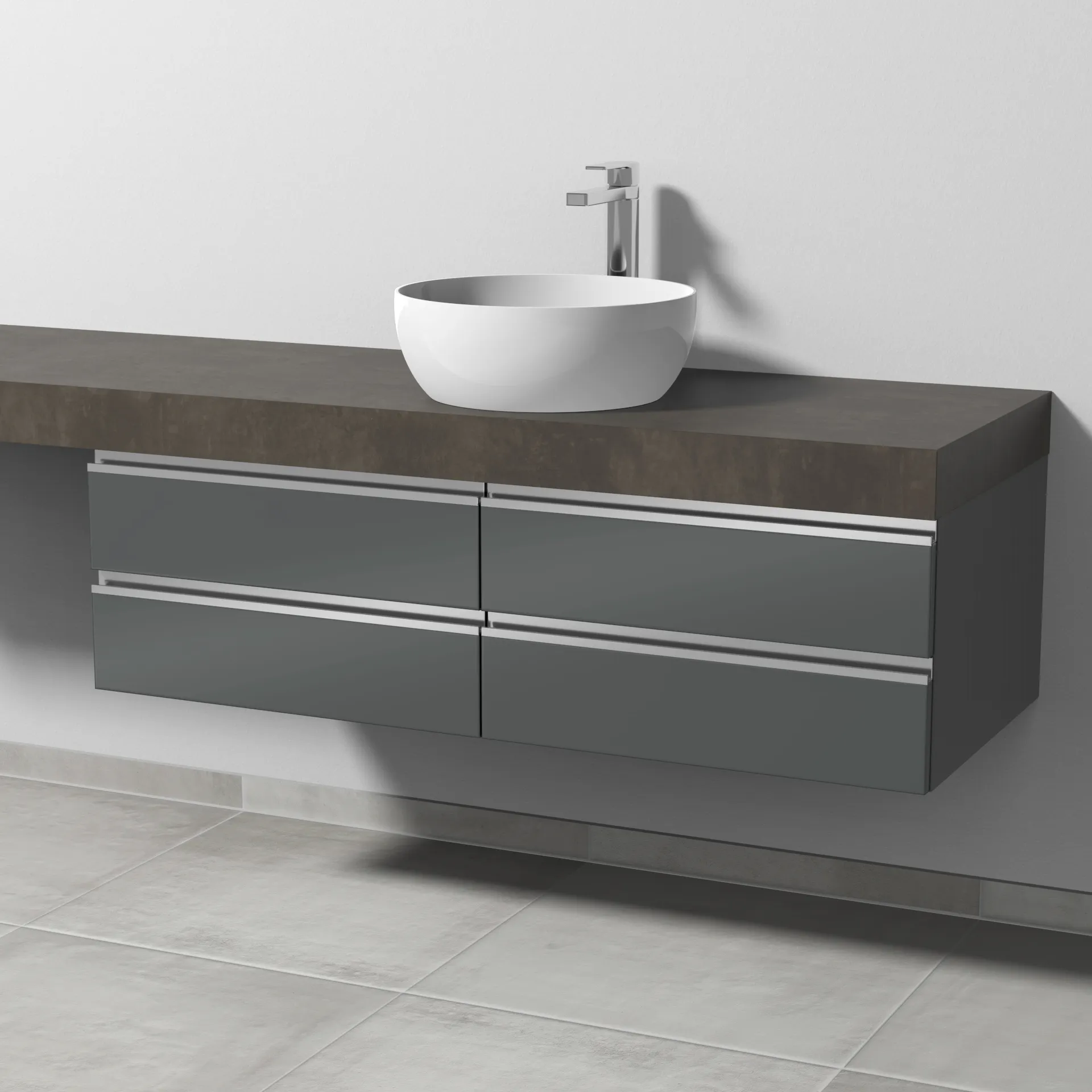 Sanipa Waschtischunterschrank „2morrow“ 1200 × 340 × 520 mm in Anthrazit (glanz) Sanipa Waschtischunterschrank „2morrow“ 1200 × 340 × 520 mm in Anthrazit (glanz)