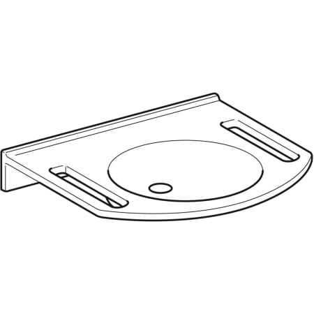 Publica Waschtisch rundes Design, mit Ausschnitten, barrierefrei: B=60cm, T=55cm, Hahnloch=ohne, Überlauf=ohne, weiß-alpin