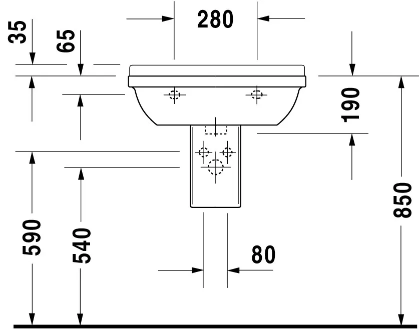 Wandwaschtisch „Starck 3“, mit Überlauf, Hahnlochposition mittig Wandwaschtisch „Starck 3“, mit Überlauf, Hahnlochposition mittig