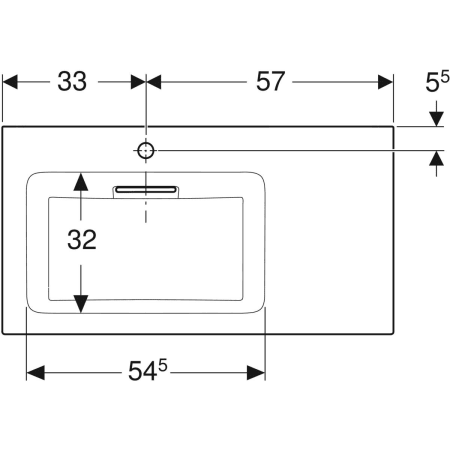 Schrankwaschtisch mit Ablagefläche „One“ mit horizontalem Ablauf 90 × 48 cm mit KeraTect®