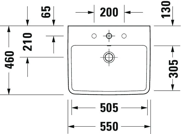 Wandwaschtisch „No.1“, mit Überlauf, Hahnlochposition mittig