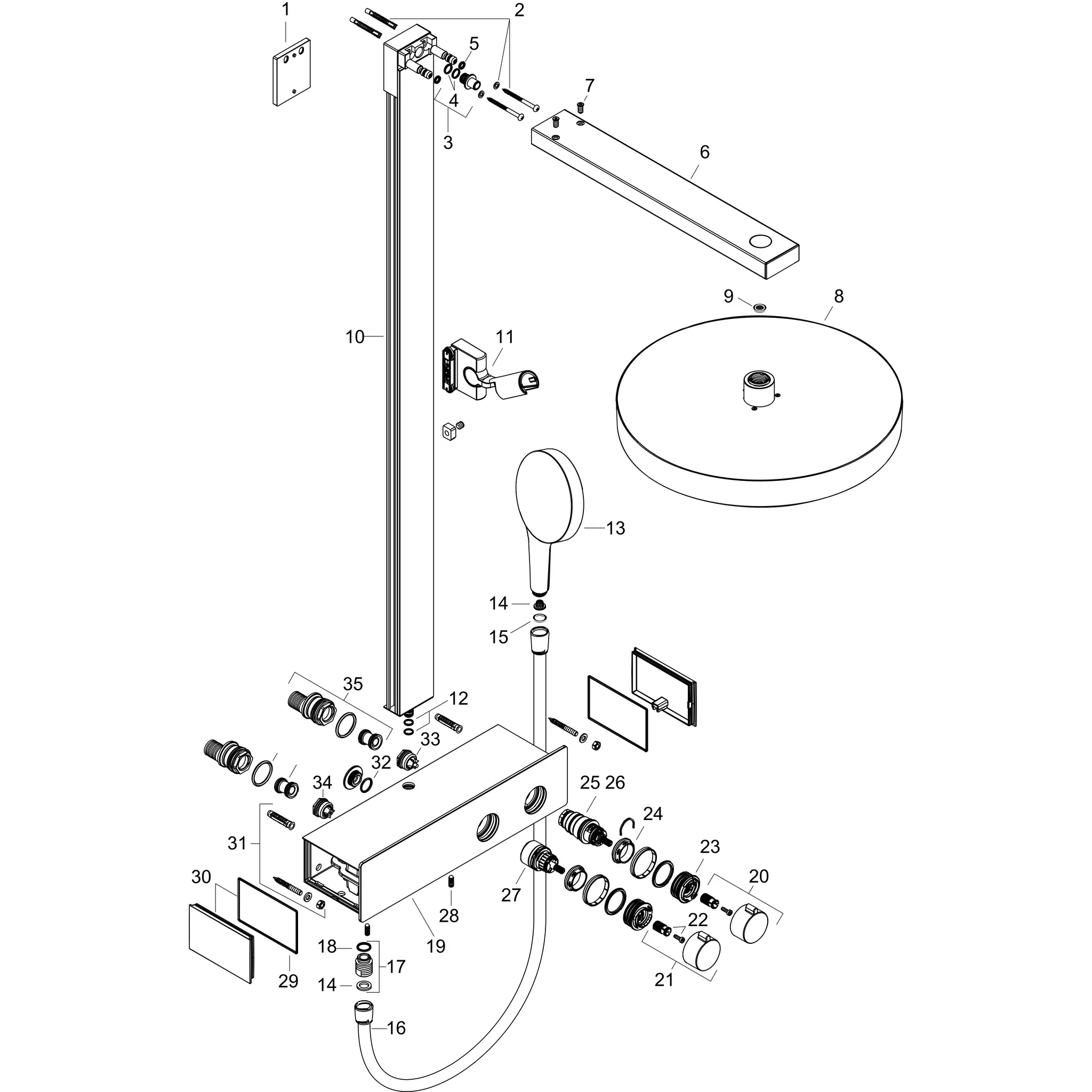 Rainfinity Showerpipe 360 1jet mit ShowerTablet 350 Chrom Rainfinity Showerpipe 360 1jet mit ShowerTablet 350 Chrom