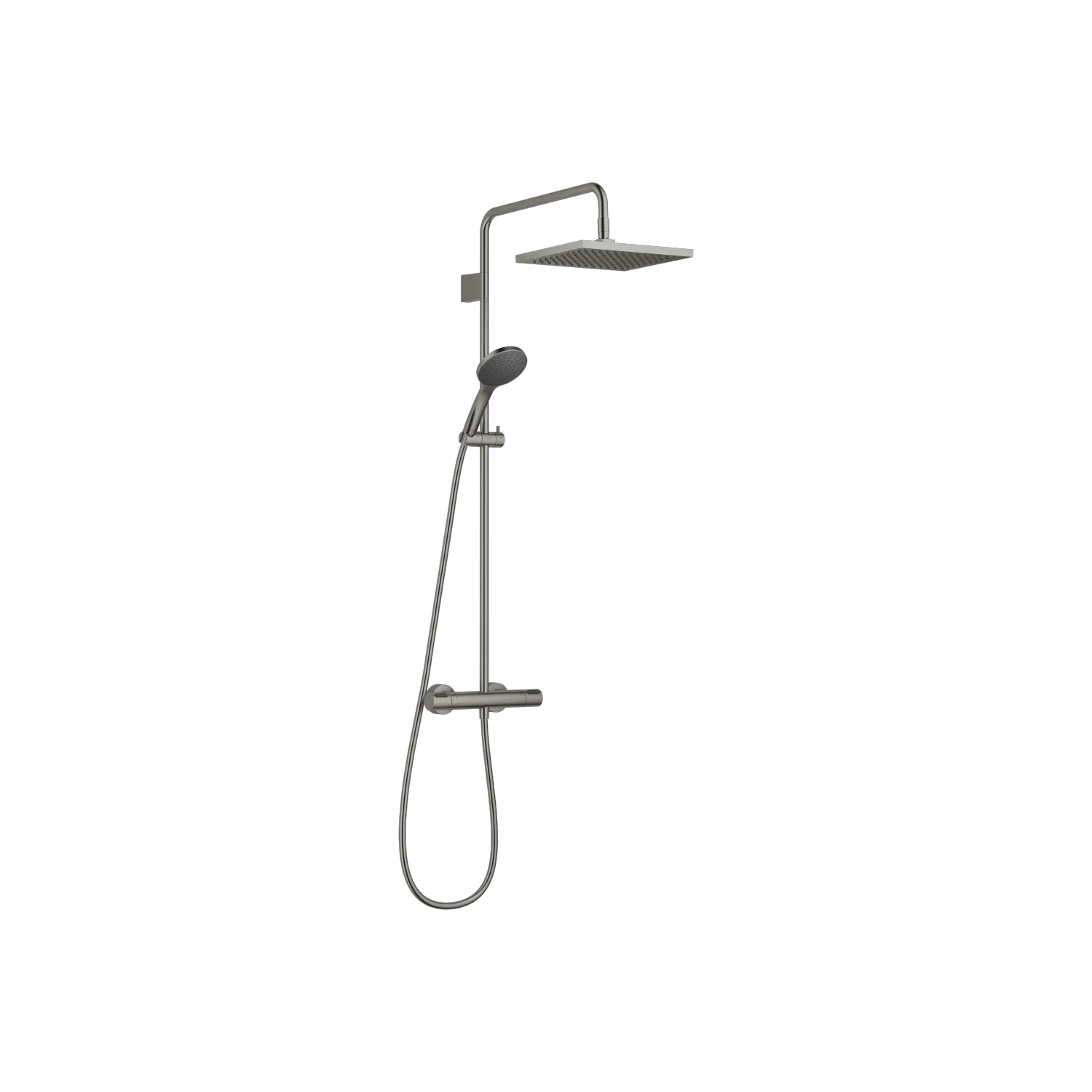 Dornbracht Showerpipe SERIENSPEZIFISCH mit Brause-Thermostat, 300 x 240 mm, Dark Platinum gebürstet