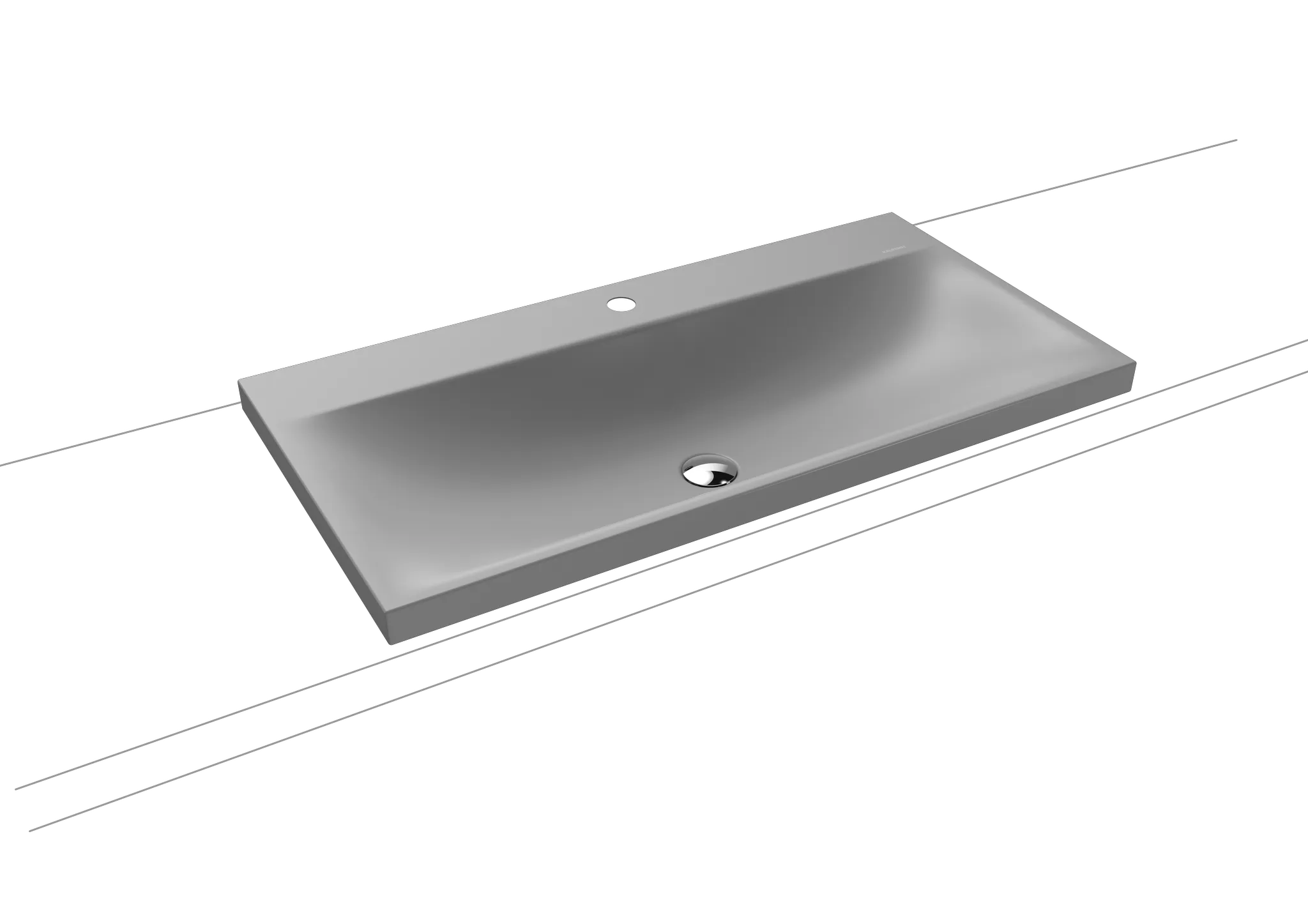 Aufsatzwaschtisch „Silenio“ 90 × 46 cm, ohne Hahnlochbohrung in cool grey 30, mit Perl-Effekt