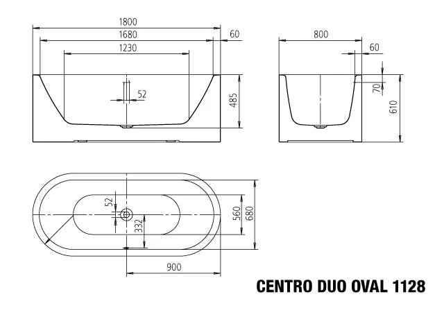 Kaldewei MEISTERSTÜCK CENTRO DUO OVAL Badewanne, alpinweiß, Perl-Effekt, 1800x800 mm, 460 mm Tiefe
