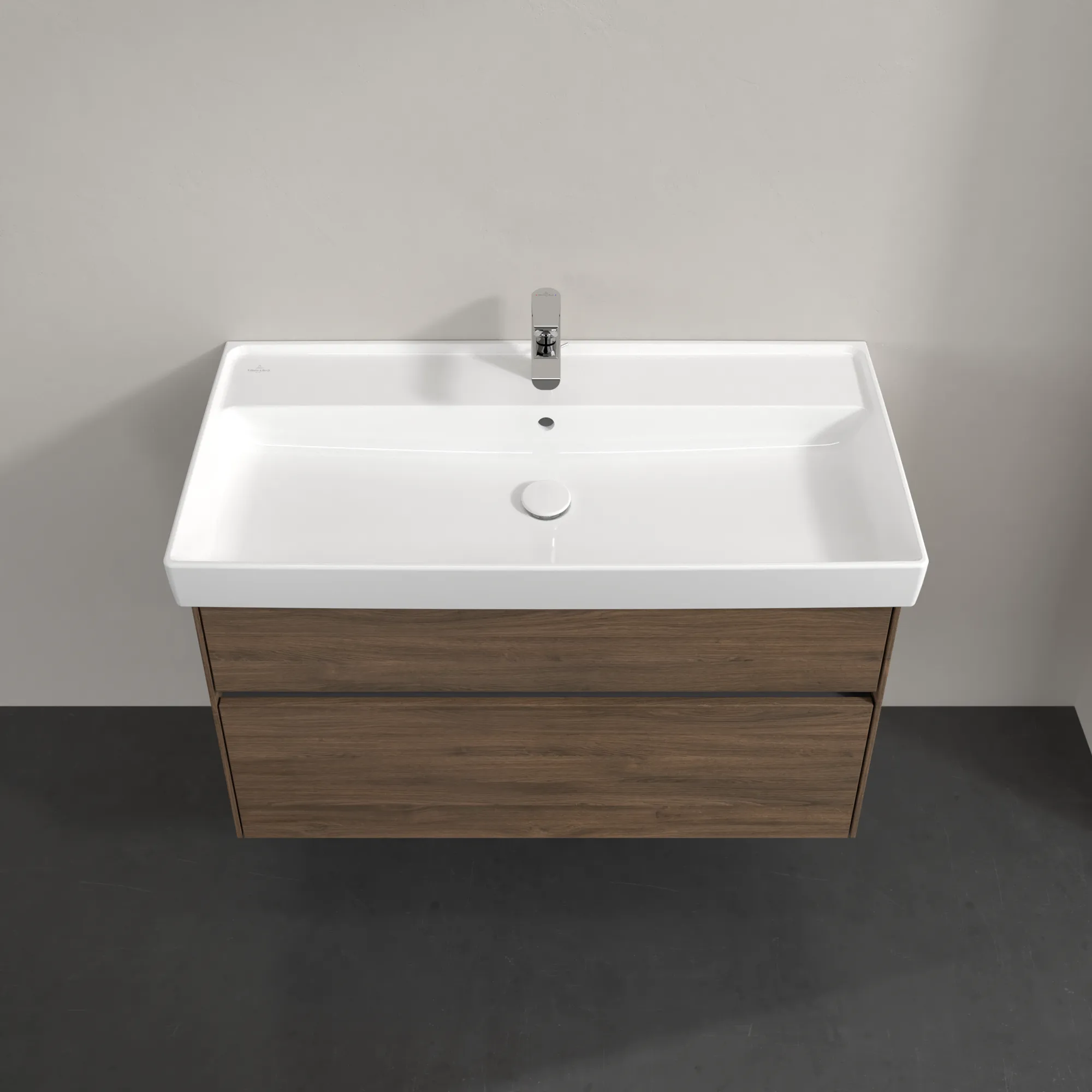 Villeroy & Boch Waschtischunterschrank „Collaro“ 954 × 546 × 444 mm Arizona Oak, für Becken mittig, mit Beleuchtung