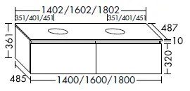 burgbad Waschtischunterschrank „Lin20“ 1802 × 361 × 360 mm in Eiche Dekor Urban