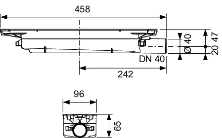 TECEdrainprofile Ablauf Flach, DN 40, Auslauf seitlich