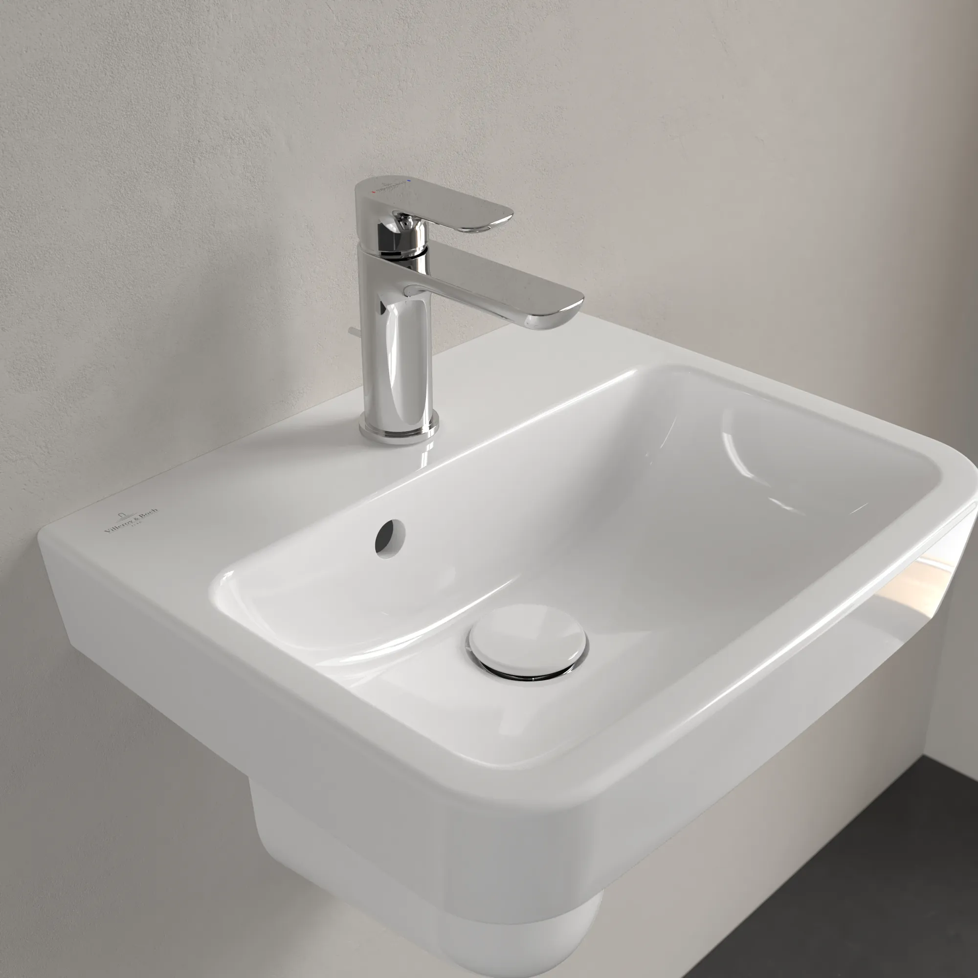 Villeroy & Boch Handwaschbecken „O.novo“ 450 × 370 × 160 mm, für Becken mittig, mit Hahnlochbohrung, Hahnlochposition mittig in Weiß Alpin Villeroy & Boch Handwaschbecken „O.novo“ 450 × 370 × 160 mm, für Becken mittig, mit Hahnlochbohrung, Hahnlochposition mittig in Weiß Alpin