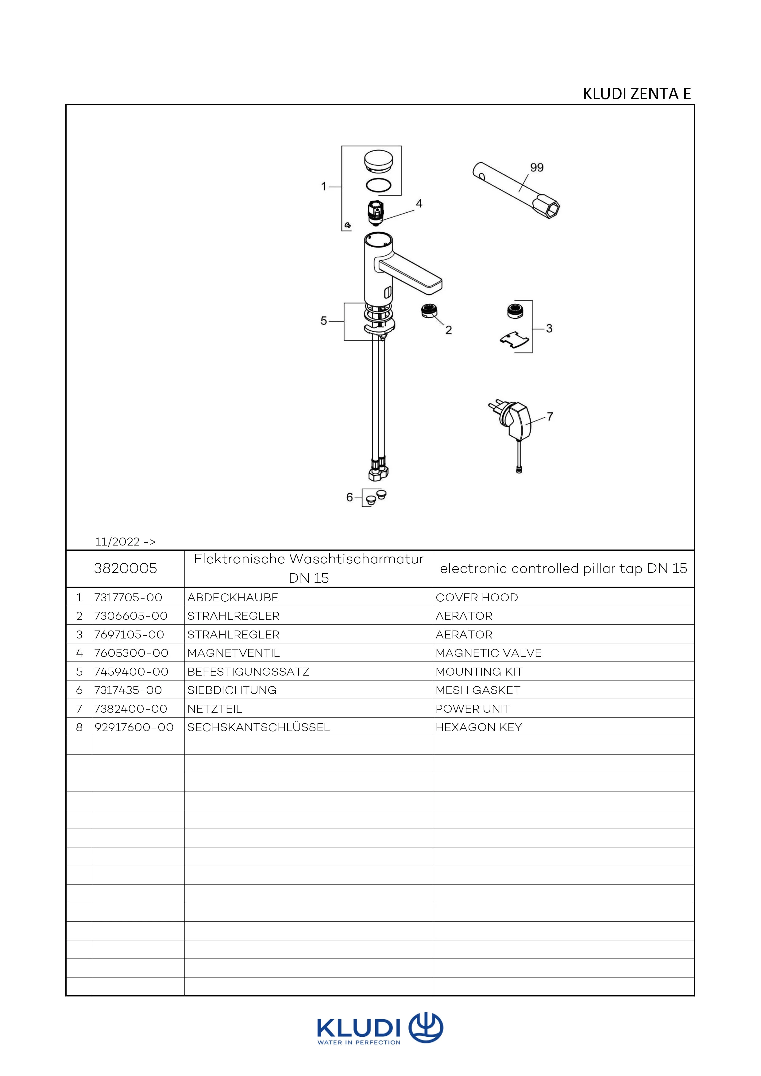 Kludi ZENTA SL Elektronische Waschtischarmatur DN 15, chrom Kludi ZENTA SL Elektronische Waschtischarmatur DN 15, chrom